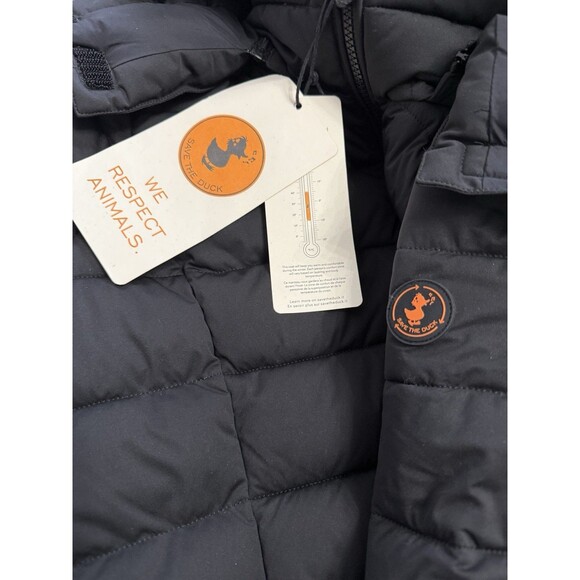 SAVE THE DUCK Black Dorothy Quilted Removable Hood Puffer Jacket NWT Size 5 L/XL - Picture 7 of 12